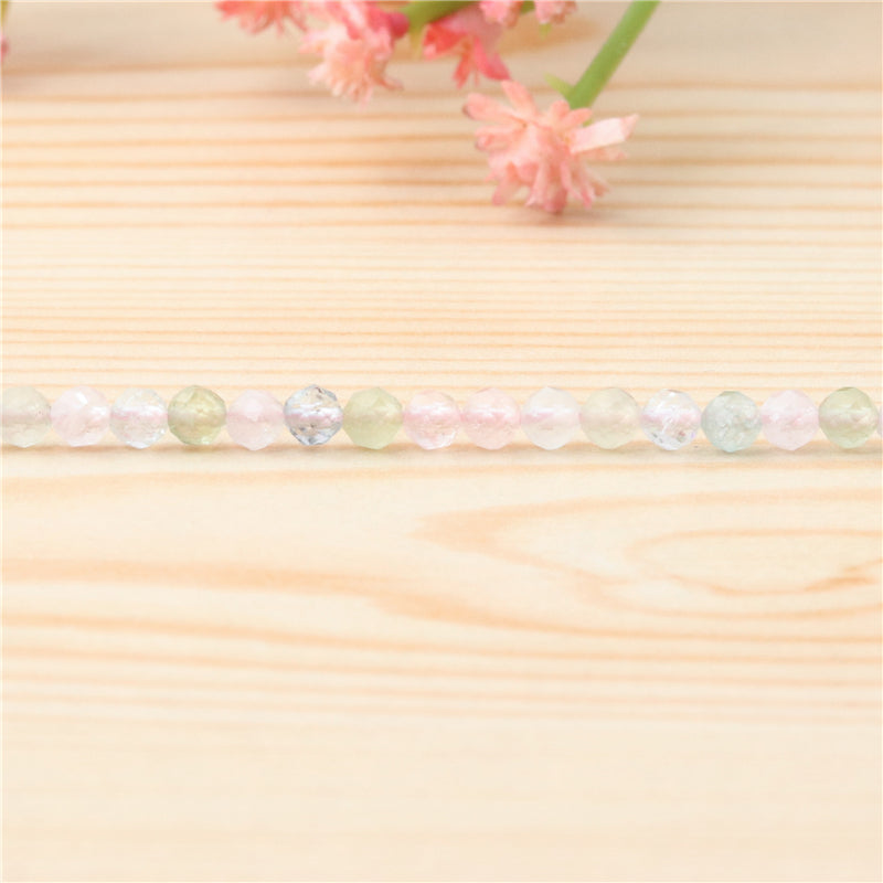 Natural Morganite Beads Round Faceted 3mm Hole 0.5mm about 127pcs 39cm strand