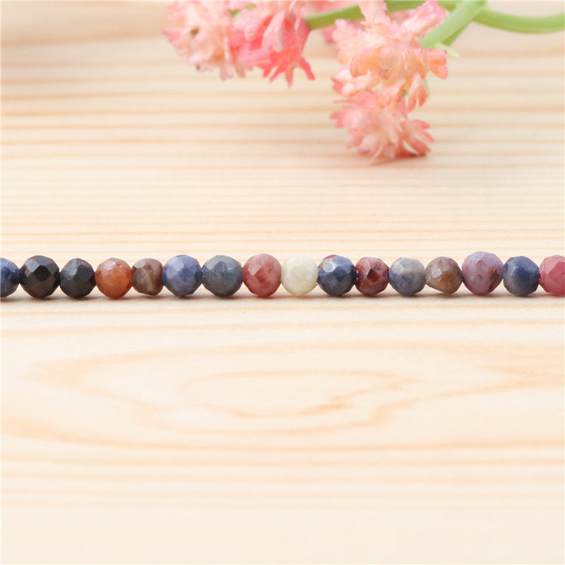 Natural Mix Stone Beads Round Faceted 3mm Hole 0.5mm about 127pcs 39cm strand