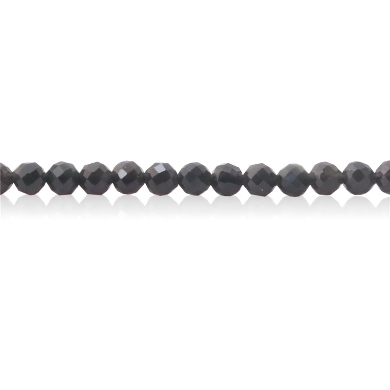 Natural Obsidian Beads Round Faceted 2mm Hole 0.5mm about 174pcs 39cm strand