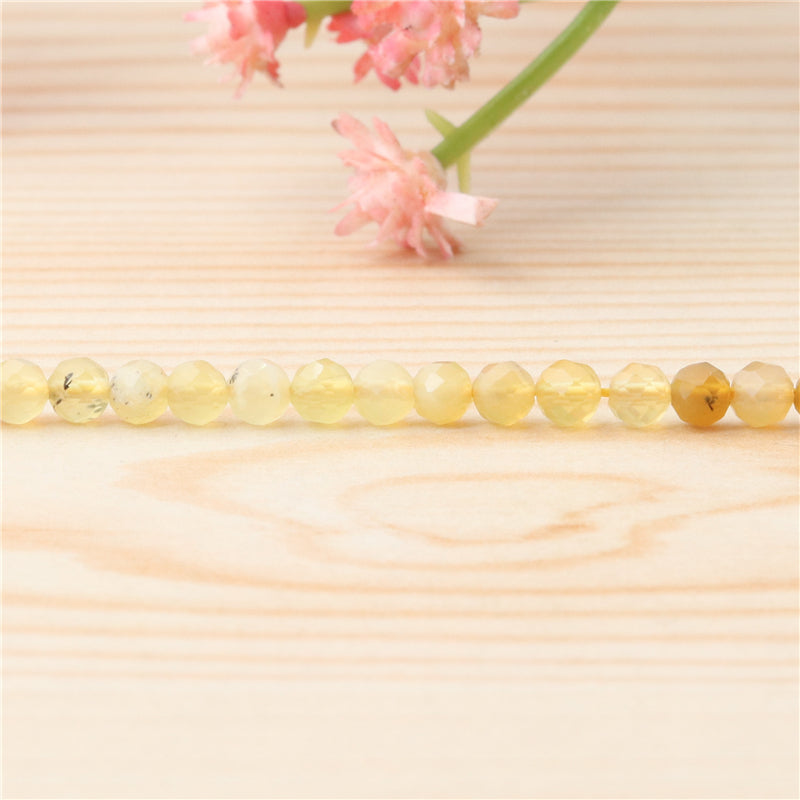 Natural Yellow Opal Beads Round Faceted 2mm Hole 0.5mm about 174pcs 39cm strand