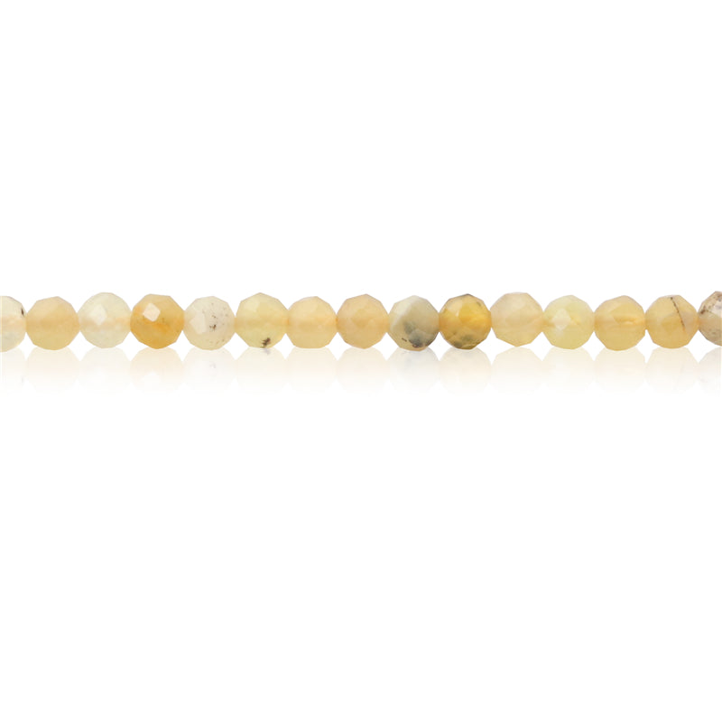 Perles Opales Jaunes Naturelles Rondes Facettes Trou 2mm 0.5mm Environ 174pcs Fil de 39cm