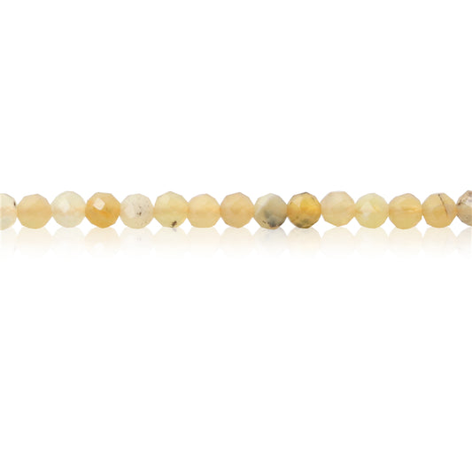 Perles Opales Jaunes Naturelles Rondes Facettes Trou 3mm Trou 0.5mm Environ 127pcs Fil de 39cm