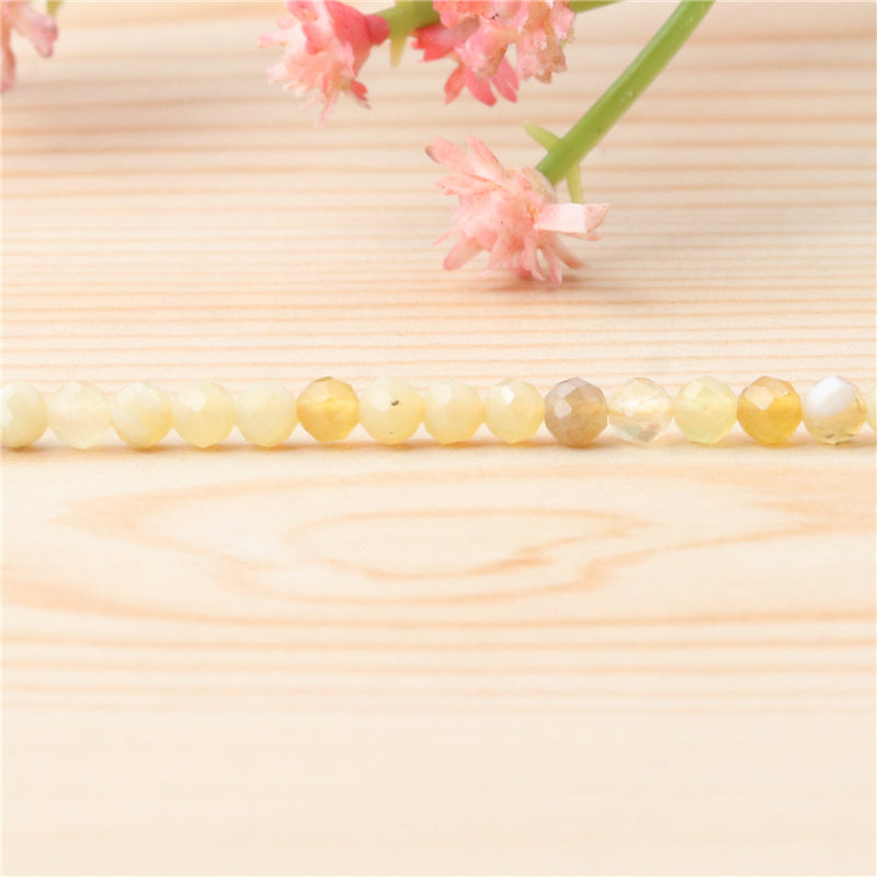 Natural Yellow Opal Beads Round Faceted 2mm Hole 0.5mm about 174pcs 39cm strand