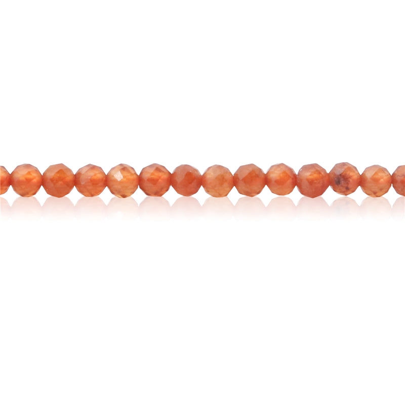 Contas de granada laranja natural redondas facetadas 2mm furo 0,5mm cerca de 174pcs 39cm fio