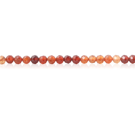 Contas de granada laranja natural redondas facetadas 2mm furo 0,5mm cerca de 174pcs 39cm fio