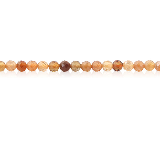 Perles Grenat Orange Naturel Rond Facette Trou 2mm Trou 0.5mm Environ 174pcs Fil de 39cm