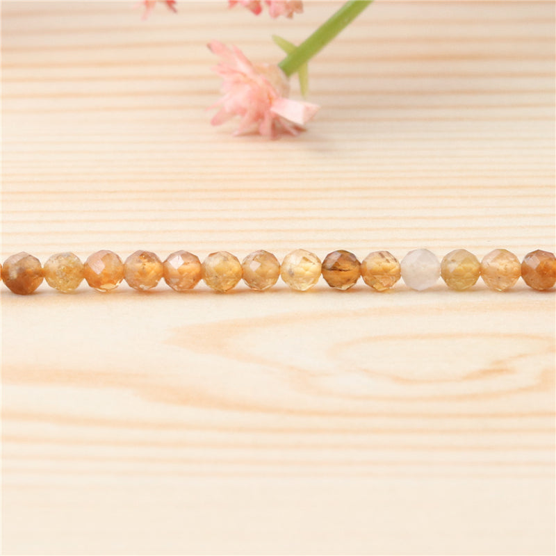 Perles Grenat Orange Naturel Rond Facette Trou 2mm Trou 0.5mm Environ 174pcs Fil de 39cm