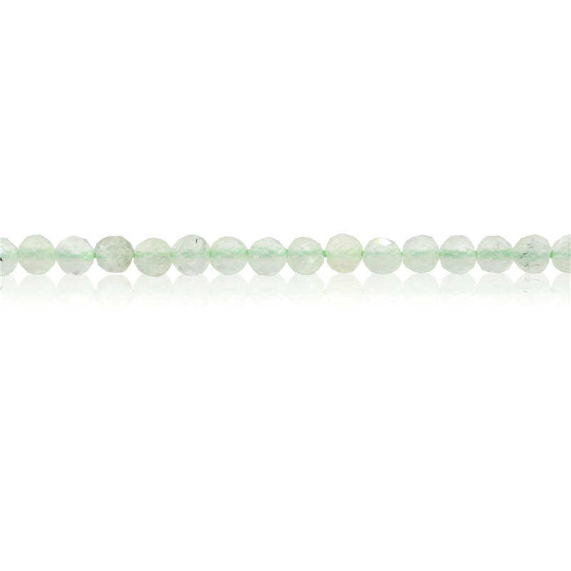 Perline di prehnite naturale tonde sfaccettate da 2 mm, foro da 0,5 mm, circa 174 pezzi, filo da 39 cm.