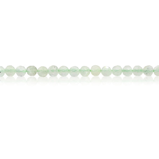 Perline di prehnite naturale tonde sfaccettate da 3 mm, foro da 0,5 mm, circa 127 pezzi, filo da 39 cm.