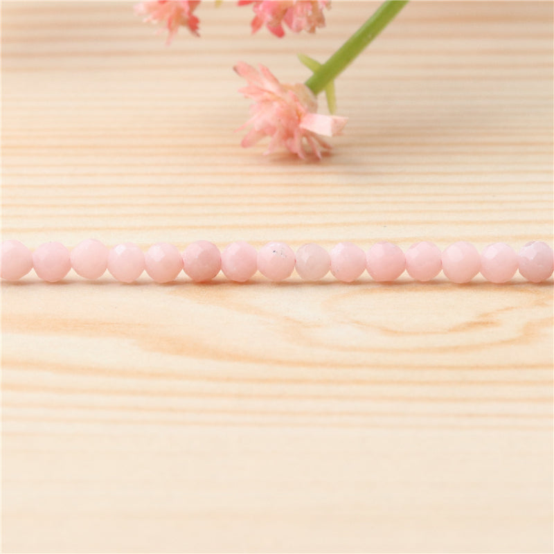 Perline di opale rosa naturale rotonde sfaccettate da 2 mm, foro da 0,5 mm, circa 174 pezzi, filo da 39 cm.