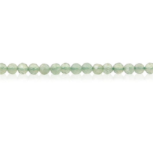 Perline di prehnite naturale tonde sfaccettate da 2 mm, foro da 0,5 mm, circa 174 pezzi, filo da 39 cm.