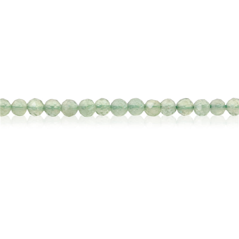 Perline di prehnite naturale tonde sfaccettate da 3 mm, foro da 0,5 mm, circa 127 pezzi, filo da 39 cm.