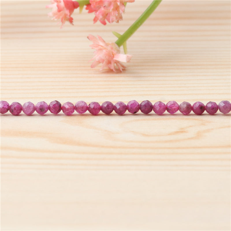 Natural Rudy Beads Round Faceted 3mm Hole 0.5mm about 127pcs 39cm strand