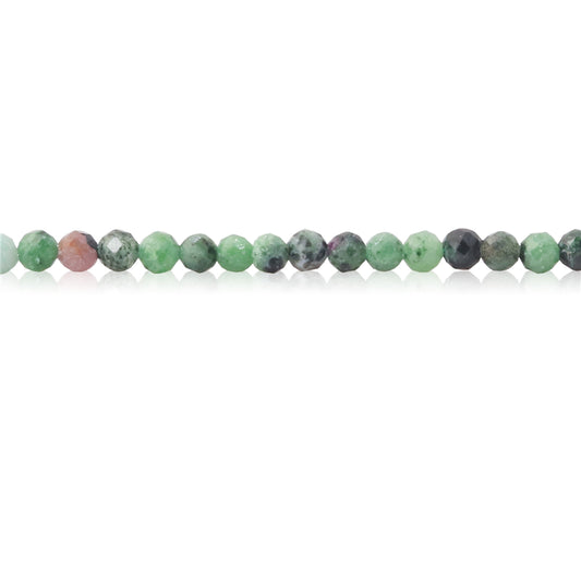 Perles Rubis Naturel Zoisite Rondes Facettes Trou 2mm Trou 0.5mm Environ 174pcs Fil de 39cm