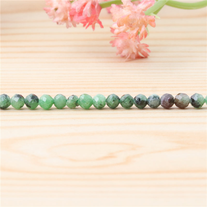 Natural Ruby Zoisite Beads Round Faceted 2mm Hole 0.5mm about 174pcs 39cm strand