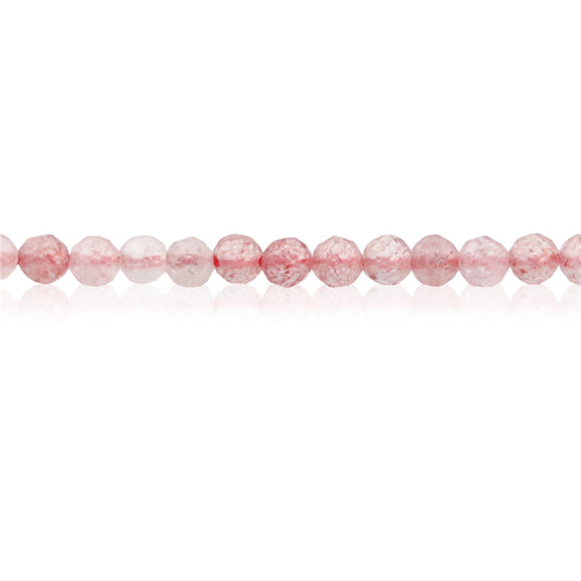 Perles cristal naturel fraise ronde facette trou 2mm trou 0.5mm environ 174pcs 39cm sur fil