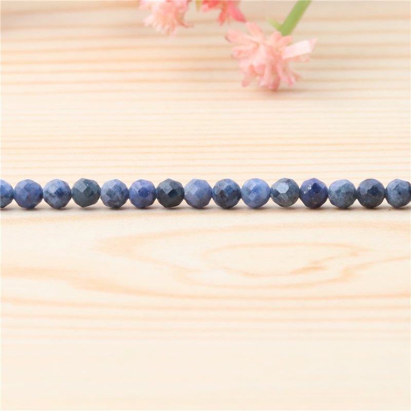 Perles Sodalite naturelle ronde facette trou 2mm trou 0.5mm environ 174pcs 39cm sur fil