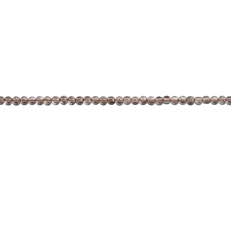 Natürliche Rauchquarzperlen, flach, rund, facettiert, 2,5 mm, Loch 0,6 mm, ca. 148 Stück, 39 cm Strang