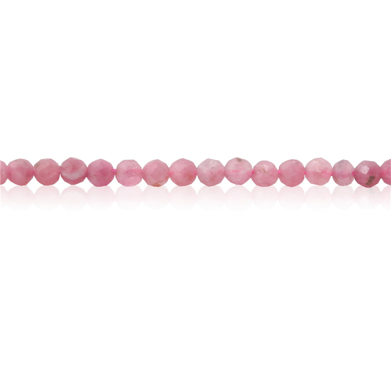 Perline di tormalina rosa naturale rotonde sfaccettate da 2 mm, foro da 0,5 mm, circa 174 pezzi, filo da 39 cm.