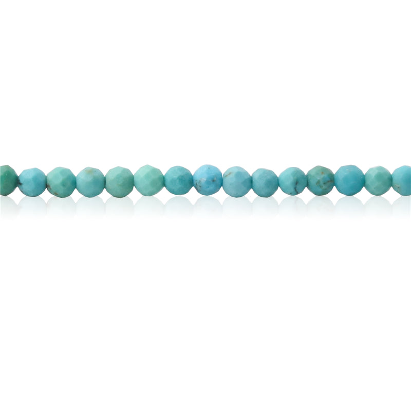 Perles Turquoise Naturelles Rondes Facettes Trou 2mm Trou 0.5mm Environ 174pcs 39cm sur fil