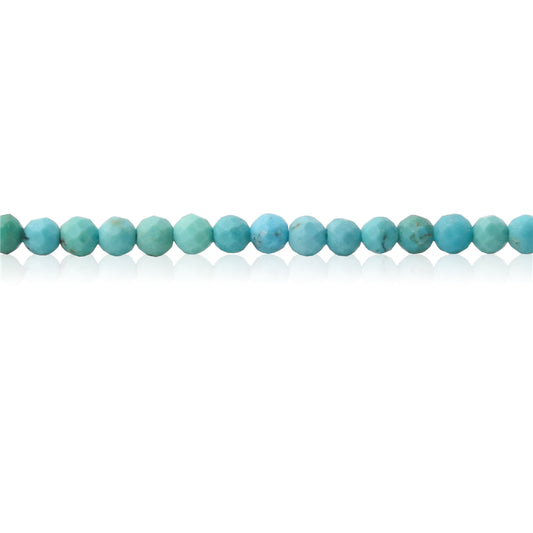 Perles Turquoise Naturelles Rondes Facettes Trou 3mm Trou 0.5mm Environ 127pcs Fil de 39cm