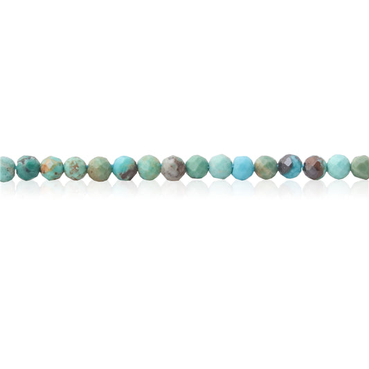 Perles Turquoise Naturelles Rondes Facettes Trou 2mm Trou 0.5mm Environ 174pcs 39cm sur fil