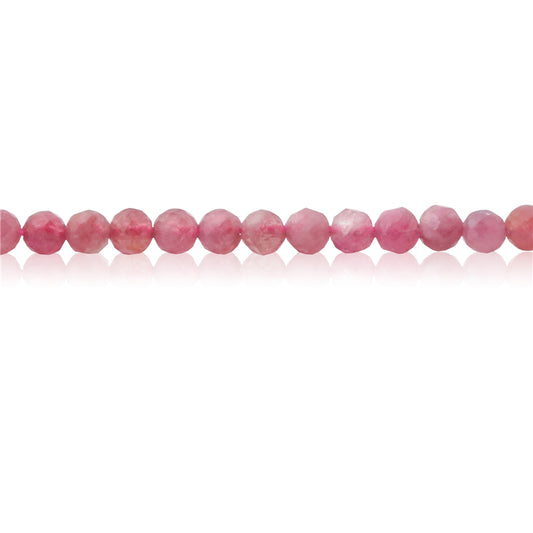 Perline di tormalina rosa naturale rotonde sfaccettate da 2 mm, foro da 0,5 mm, circa 174 pezzi, filo da 39 cm.