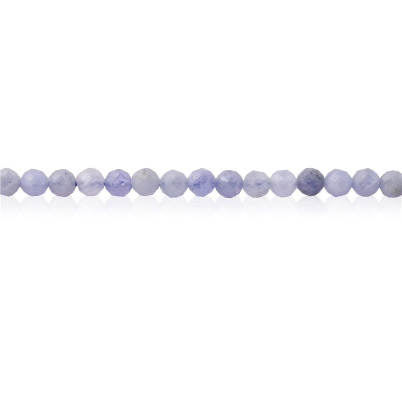 Perline di tanzanite naturale tonde sfaccettate da 3 mm, foro da 0,5 mm, circa 127 pezzi, filo da 39 cm