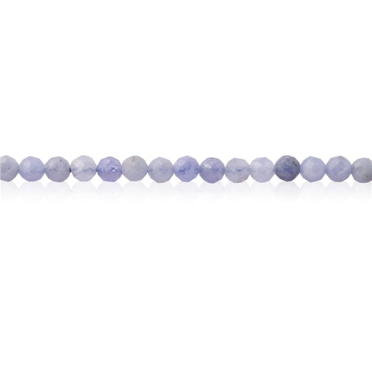 Perline di tanzanite naturale tonde sfaccettate da 3 mm, foro da 0,5 mm, circa 127 pezzi, filo da 39 cm