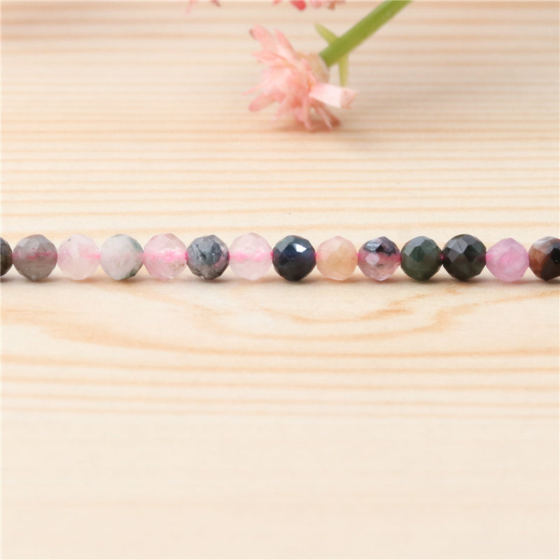 Natural Tourmaline Beads Round Faceted 2mm Hole 0.5mm about 174pcs 39cm strand