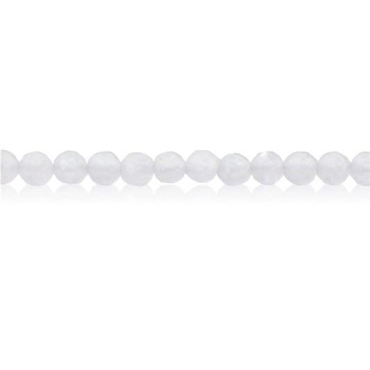 Perles Pierre de Lune Blanche Naturelle Ronde Facette Diamètre 4mm Trou 0.6mm Environ 102pcs Fil de 39cm