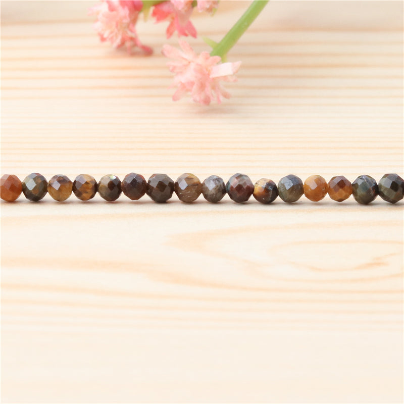 Natural Yellow Tiger Eye Beads Round Faceted 2mm Hole 0.5mm about 174pcs 39cm strand