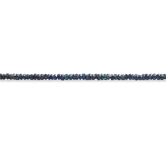 Natürliche Saphirperlen, Abakus, facettiert, 1–2 x 3 mm, Loch 0,5 mm, ca. 275 Stück, 39 cm Strang