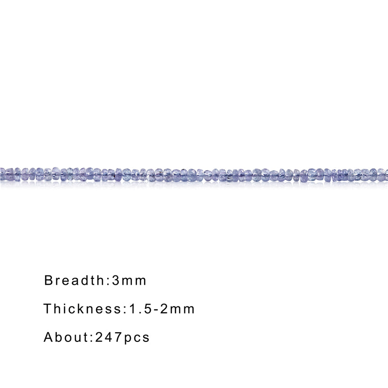 Cuentas de tanzanita natural Ábaco facetado 1-2x3 mm Agujero 0.5 mm Sobre 247 pieza 39 cm tira