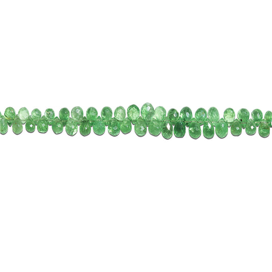 Natural 7A Tsavorite Beads Briolette Facetada 3-4x4-6mm Buraco 0,6mm cerca de 216pcs 20cm fio