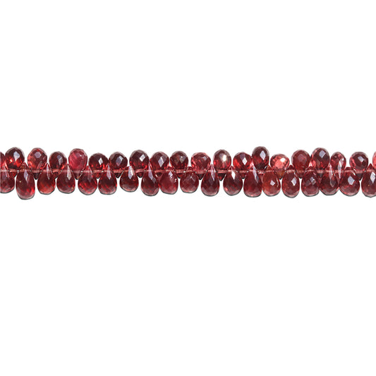 Perles de grenat rouge naturel 7A Briolette facette 3-4x5-6mm trou 0.6mm environ 96pcs sur fil de 20cm