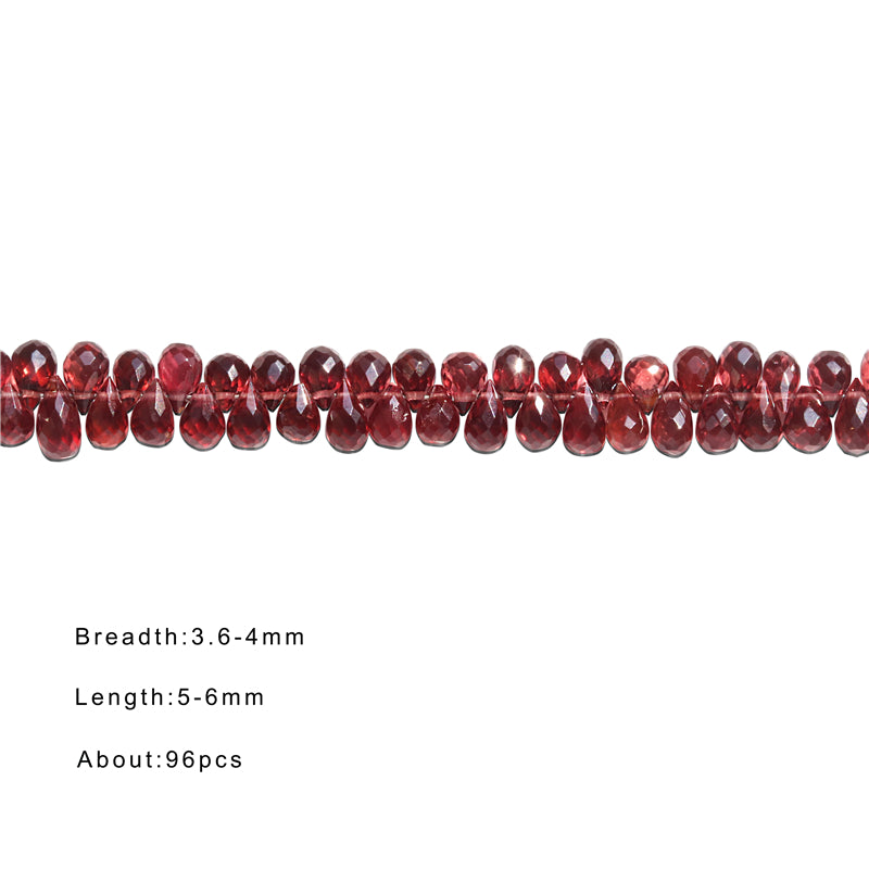 Natural 7A Red Garnet Beads Briolette Faceted 3-4x5-6mm Hole 0.6mm about 96pcs 20cm strand