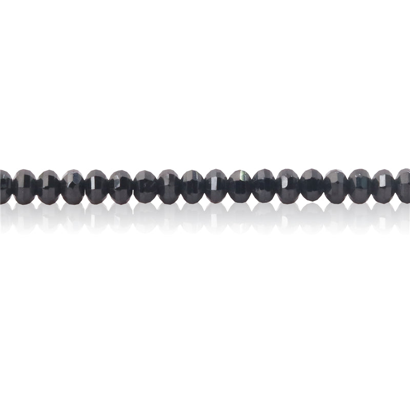 Natürliche schwarze Spinellperlen, Abakus, facettiert, 3 x 4 mm, Loch 0,6 mm, ca. 120 Stück, 39 cm Strang