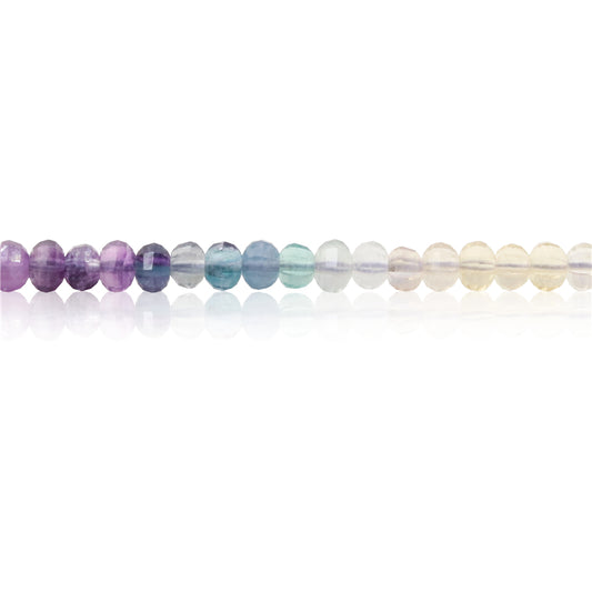 Natural Fluorite Beads Abacus Faceted 3x4mm Hole 0.6mm about 120pcs 39cm strand