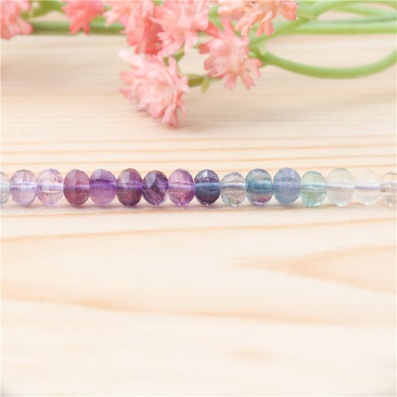 Perles Fluorite Naturelle Boulier Facette 3x4mm Trou 0.6mm Environ 120pcs Fil de 39cm