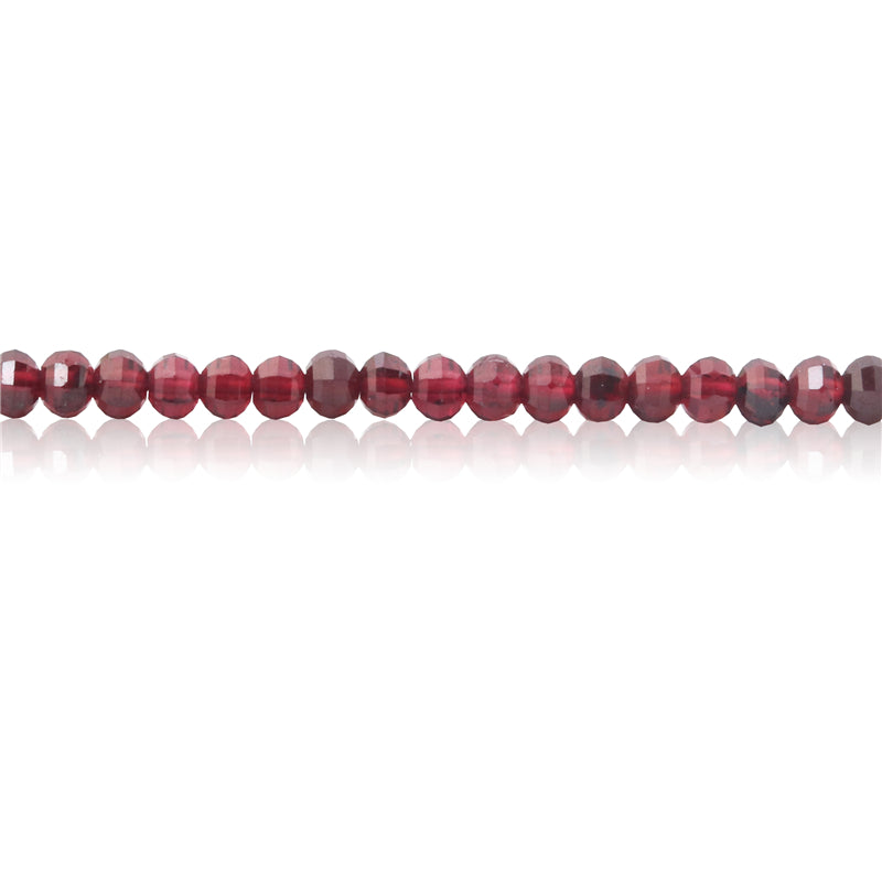 Natürliche rote Granatperlen, Abakus, facettiert, 3 x 4 mm, Loch 0,6 mm, ca. 120 Stück, 39 cm Strang