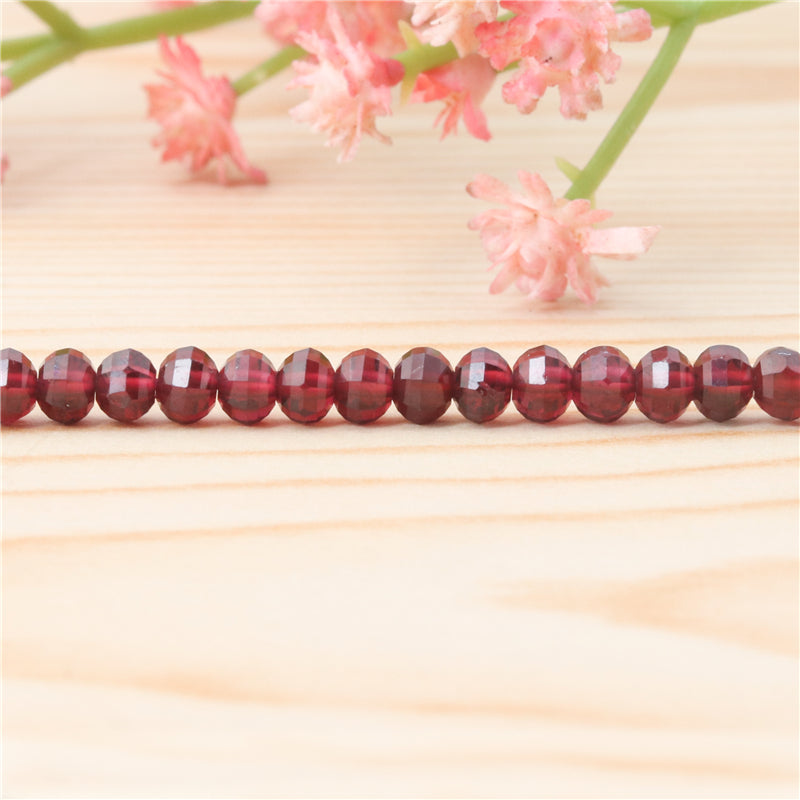 Perles de grenat rouge naturel boulier facette 3x4mm trou 0.6mm environ 120pcs 39cm sur fil