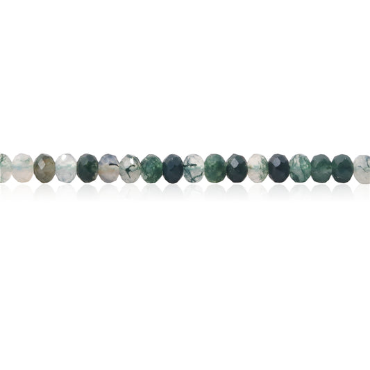 Natural Moss Agate Beads Abacus Faceted 3x4mm Hole 0.6mm about 136pcs 39cm strand