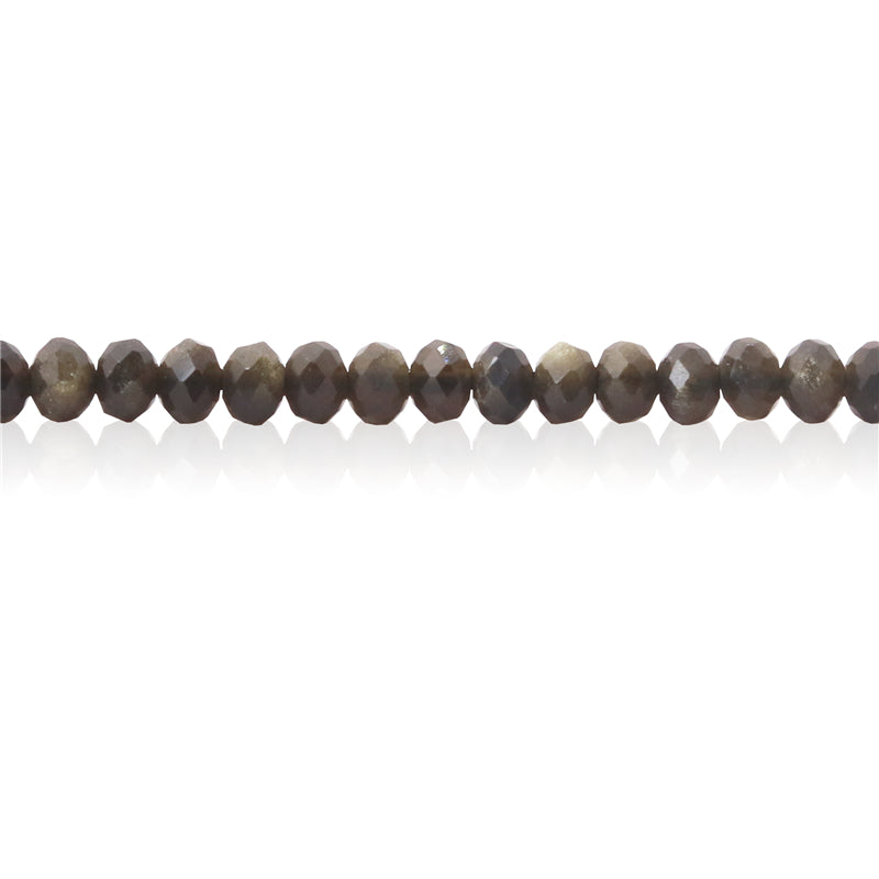 Natural Obsidian Crystal Beads Abacus Faceted 3x4mm Hole 0.6mm about 136pcs 39cm strand