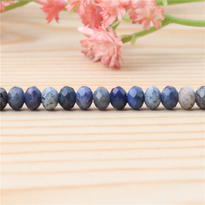 Perles de cristal sodalite naturelle boulier à facettes 3x4mm trou 0.6mm environ 136pcs 39cm sur fil