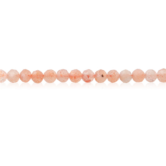 Natural Sunstone Beads Round Faceted 3mm Hole 0.5mm about 127pcs 39cm strand