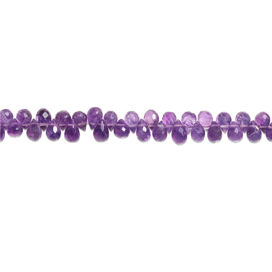 Natural 7A Amethyst Beads Briolette Faceted 4x6-7mm Hole 0.6mm about 73pcs 20cm strand