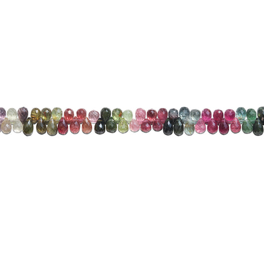 Perles Tourmaline naturelle 7A Briolette facette 4x6-7mm trou 0.6mm environ 93pcs fil de 20cm