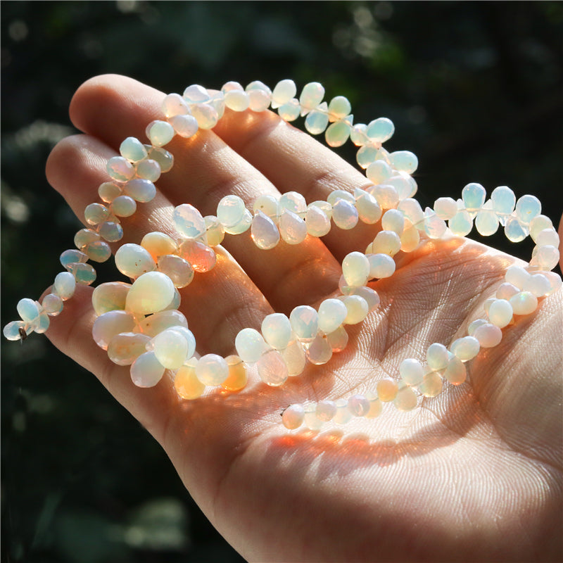 Natural 7A Opal Beads Briolette Faceted 4-7x6-10mm Hole 0.6mm about 134pcs 39cm strand