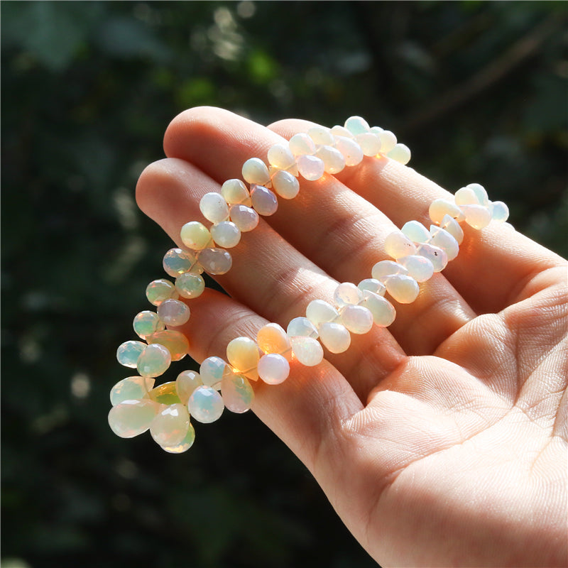 Natural 7A Opal Beads Briolette Faceted 4-7x6-10mm Hole 0.6mm about 134pcs 39cm strand